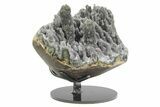 Sparkling Purple/Gray Quartz Geode Section - Metal Stand #233931-1